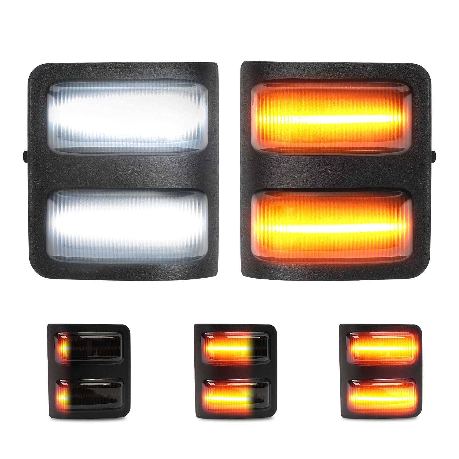 Switchback Side Mirror Marker Lights Compatible With Ford 2008-2016 F250 F350 F450 F550 Super Duty Turn Signal Running Light, White LED Parking Lamp, Amber LED Turn Signal Lights (Smoked Lens)