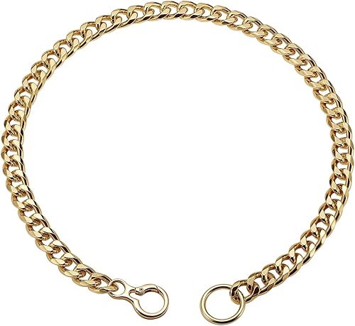 Miniatura 4 de Woofuu Collar de perro ajustable chapado en oro de 18 quilates, collar de cadena resistente a prueba de mordidas para perros pequeños, medianos y