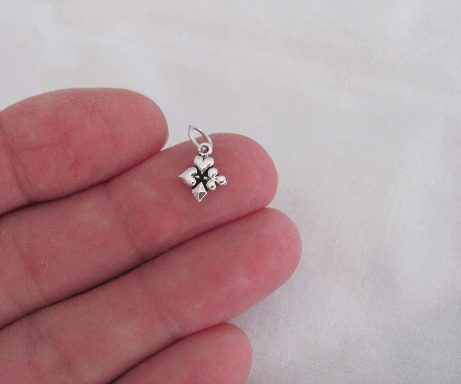 Small Sterling Silver Lucky 4 Suits Mini Tiny Charm - Jewelry Making DIY Crafting Charm Beads for Bracelets