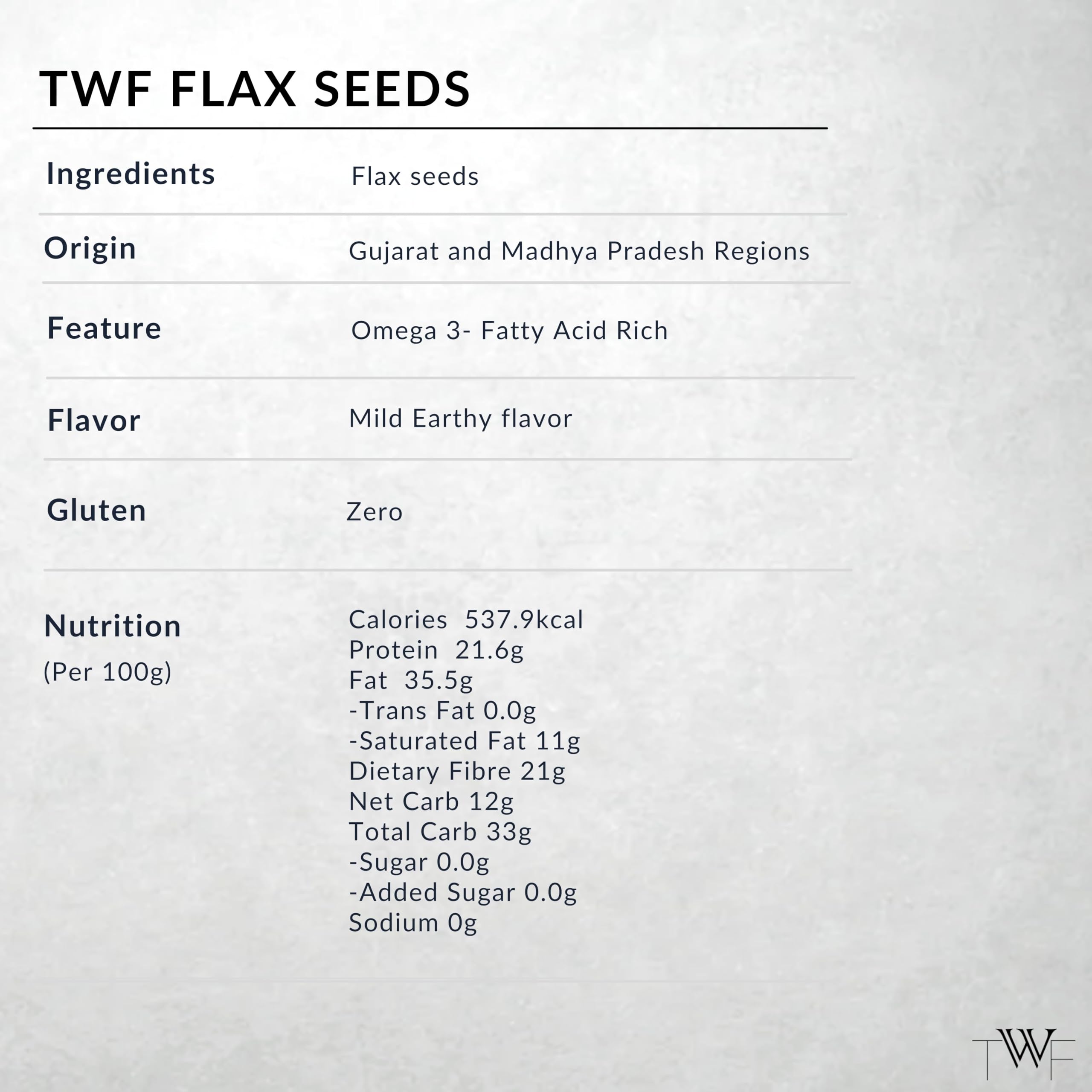 TWF Virgin Flax Seeds | 1 Kg | AAA Grade Seeds for Eating | Rich In Protein & Dietary Fibre | Supports Weight Loss | Alsi Seeds | No Artificial Additives or Harmful Pesticides | Resealable Pack | Diet Snack | Unroasted | Unsalted | Highest Natural Potency - Image 2 thumbnail