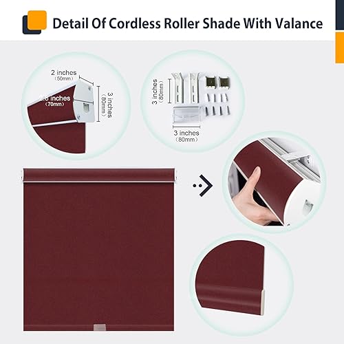 Miniatura 10 de Persianas opacas sin cordón, cortinas de tela morada con cenefa, aislamiento térmico, protección UV, filtro de luz, persianas enrollables para