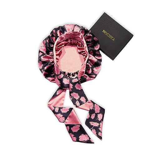 100% Mulberry Silk Bonnet for Sleeping with Ties – Adjustable 19 Momme Double-Layer Reversible Hair Wrap – Stay-On Sleep Bonnet for Women, Long Curly Hair, Natural Hair Care, Real Silk Night Cap – Handmade in USA (Vintage Pink) - Vintage Pink