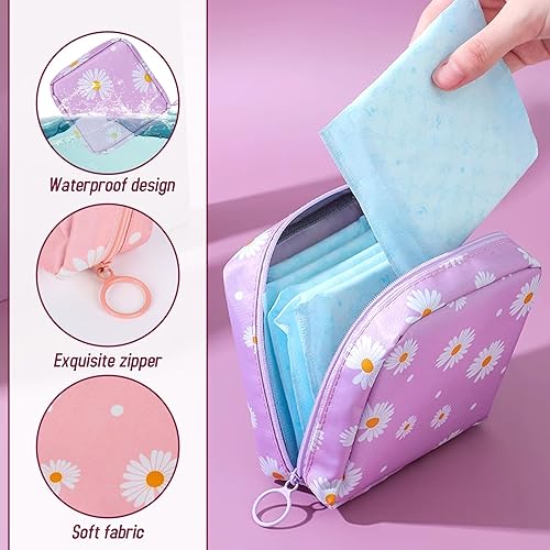 Miniatura 4 de KALIONE Paquete de 3 bolsas de almacenamiento de servilletas sanitarias, bolsa de almacenamiento de almohadillas sanitarias portátiles, bolsas