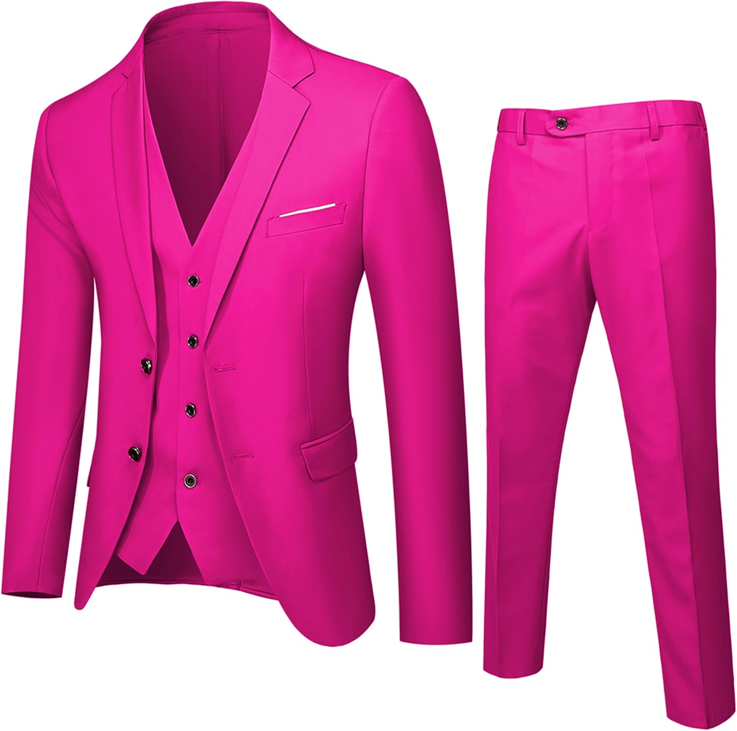 UNINUKOO Men Suits Slim Fit Dress 3 Piece 2 Button Wedding Formal Business Tuxedo Suit Jacket Pants Vest Set