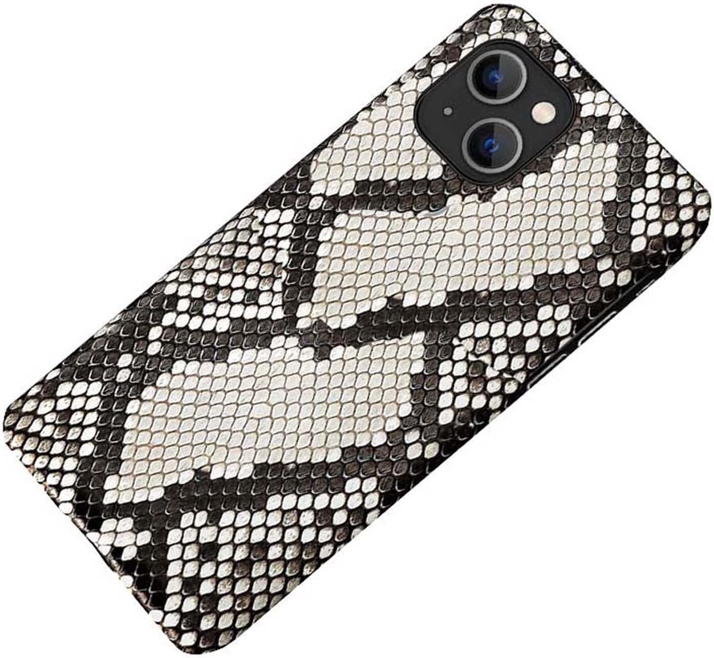 Funda de cuero para iPhone 14 Python elegante y transpirable con protección de cámara color B 8