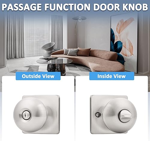 Miniatura 4 de Mengico Paquete de 1 pomo de puerta moderno, manija de perilla de puerta negra, cerradura de privacidad para puerta interior (para dormitorio y baño)