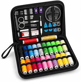 Kit de Costura Completo 135 Peças com Estojo Organizador Portátil, Linhas Coloridas, Agulhas, Tesoura, Botões e Acessórios para Reparos em Roupas