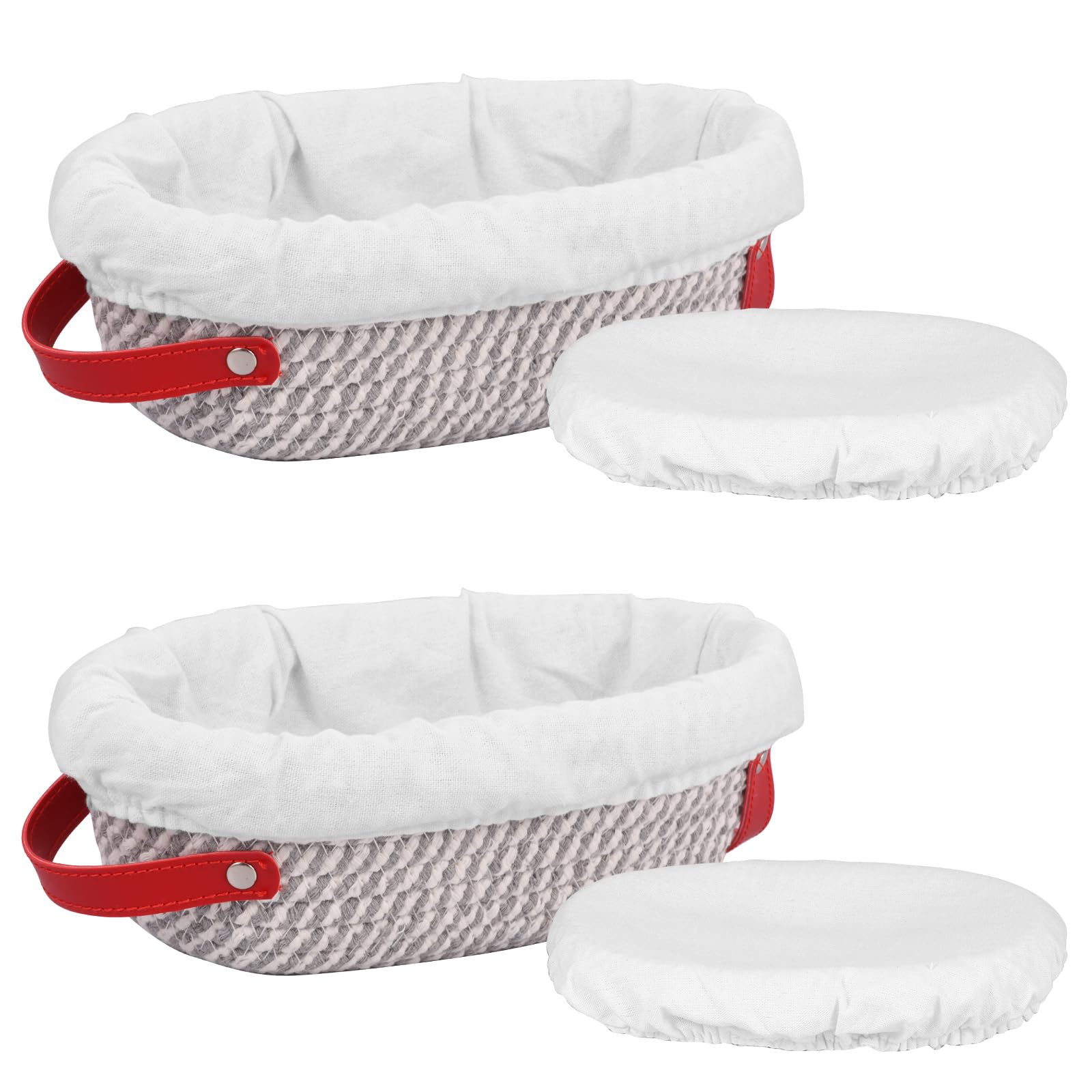 Foppla Set 2 Bread Proofing Basket,Cotton Rope Sourdough Prooving Basket For Baking Oval And Round Banneton Bread Baskets With Liner And Cover For Homemade Sourdough Baking(Set 2)