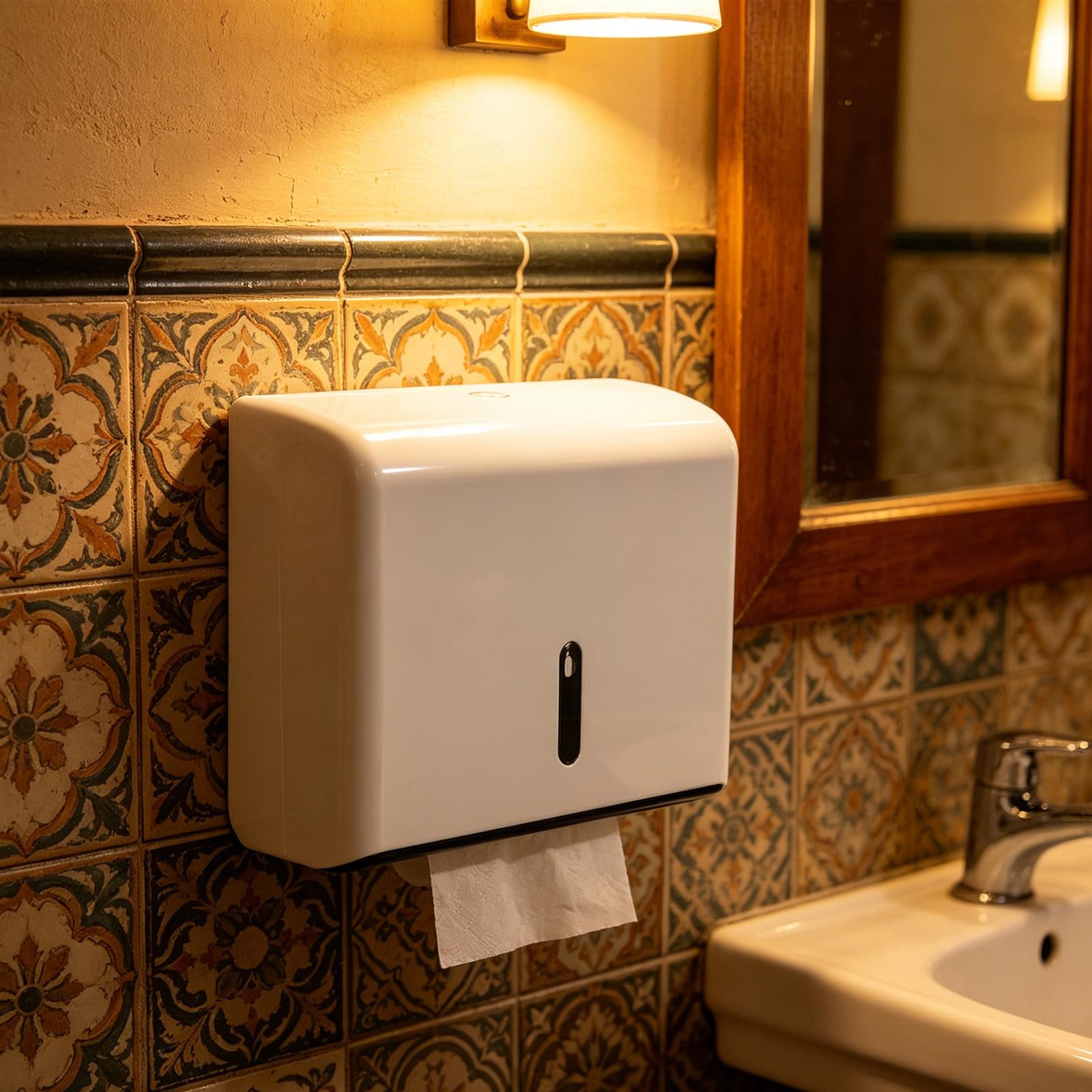 Dispenser di asciugamani di carta da parete - Dispenser di asciugamani di carta professionali senza foratura - Porta tovaglioli per bagno, cucina e toilette, bianco