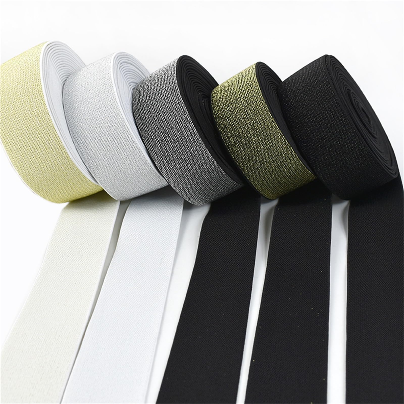 Banda Elástica de Nailon Costura de banda elástica nailon | Bandas de goma for cinturón, bolsa, correa, cinta elástica, suministros de bricolaje(WhiteSilver,10Meters,50mm)