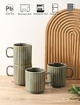 Coffee Mugs Ensemble de 4, Coupes de café en céramique avec poignée, Grande tasse de porcelaine pour Americano, Latte, Cappuccino, Chocolat chaud, Vert