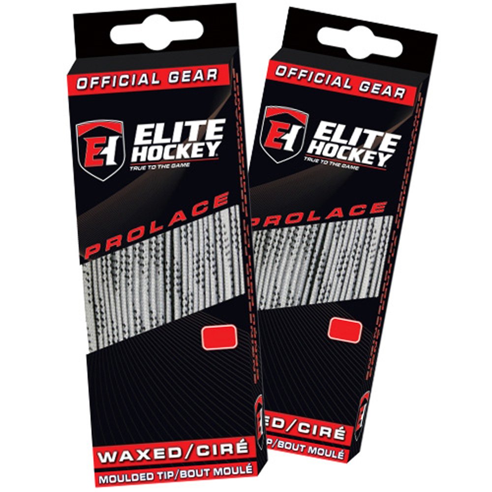 Elite Hockey Prolace Waxed Hockey Skate Laces - SET of 2 Pairs, Silver Grey, 72"