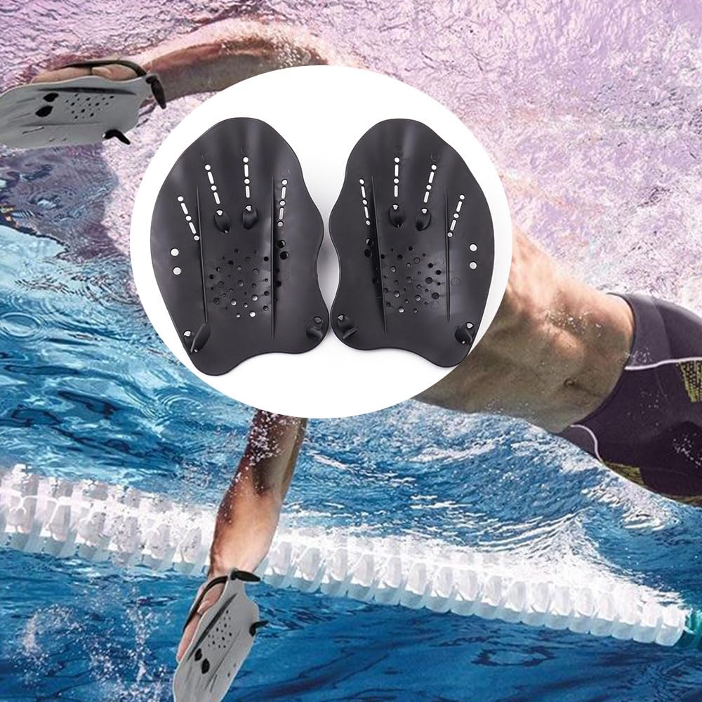 Palas de mano para nadar con correa ajustable, entrenamiento de fuerza y remo de natación