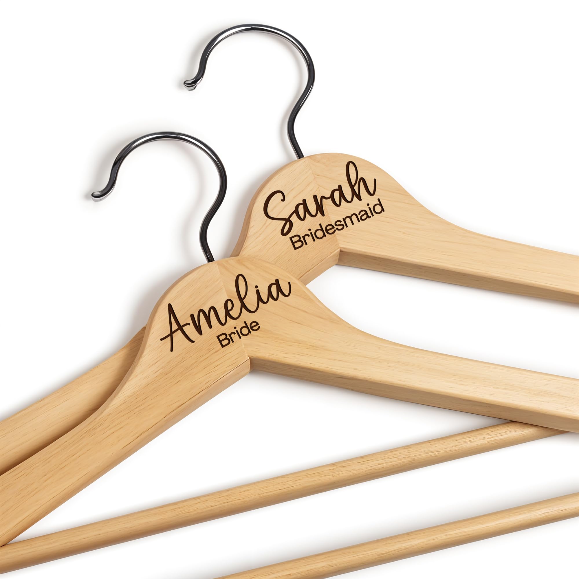 Personalized Bride Hanger, Engraved Groom Hanger with Custom Name Engraved Wood Hanger Bridal Party, Bridesmaid Hangers, Personalized Wedding Gifts - Wedding Dress Hanger with Custom Date
