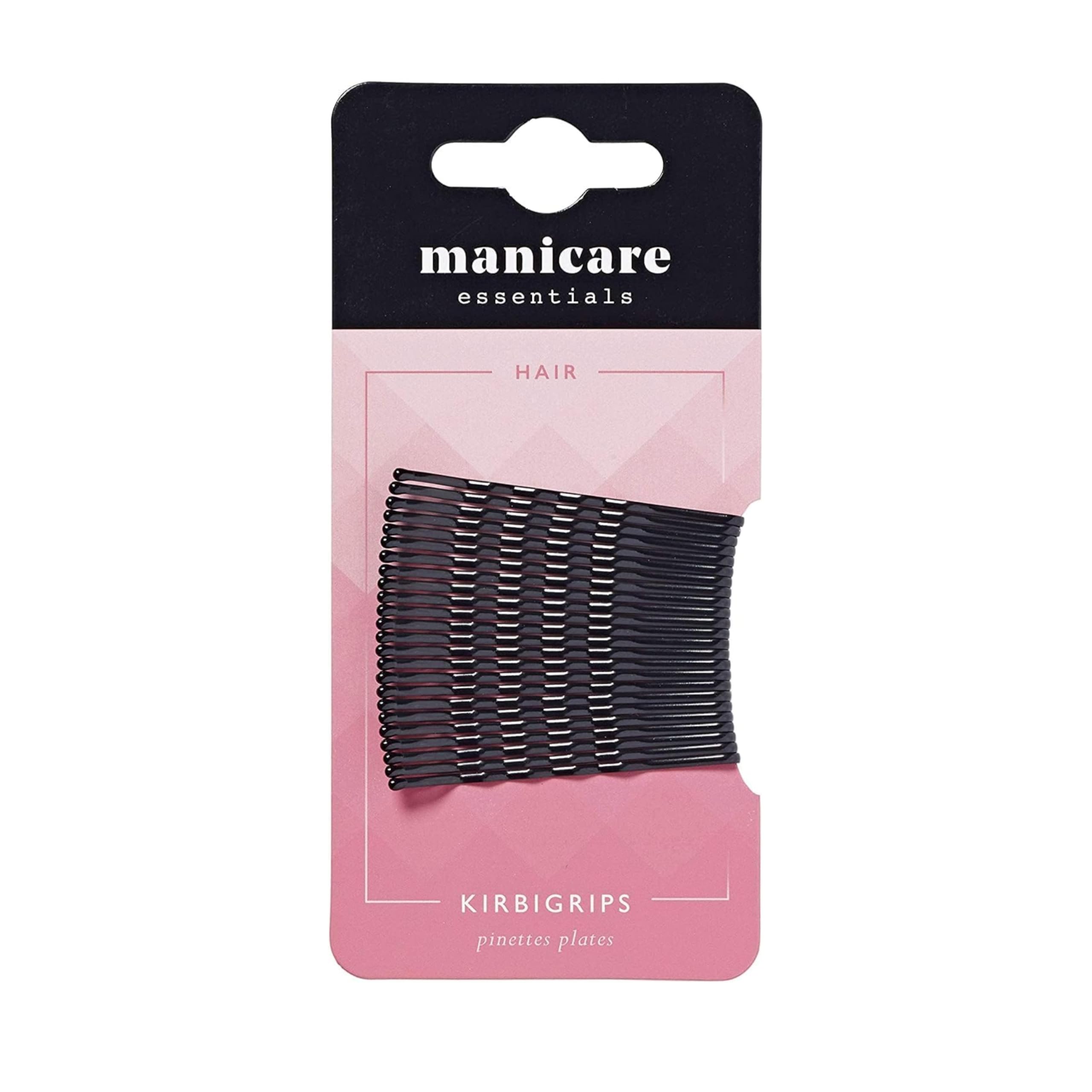 Manicare Kirbigrips Black 5cm, Pack Of 24 Waved Bobby Pins, Grips For Styling, Buns, Updo’s, Strong, Secure, Durable, All Hair Types And Lengths, Thick, Curly, Weddings, Prom Hair, Hairdressing Salon