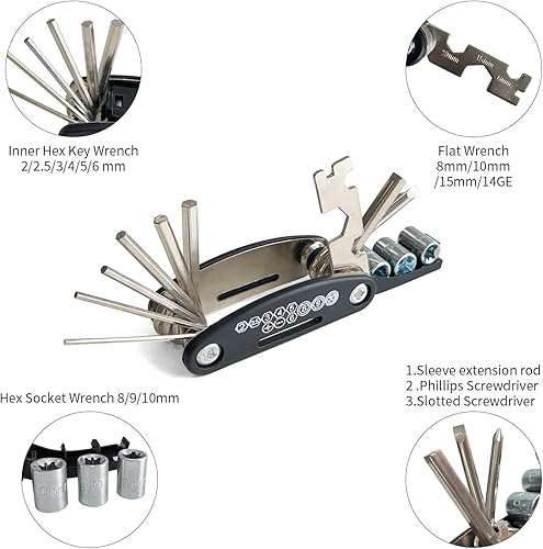 Miniatura 6 de Kit de herramientas de reparación de bicicletas, bolsa triangular con marco impermeable con kit de herramientas de reparación multifunción para