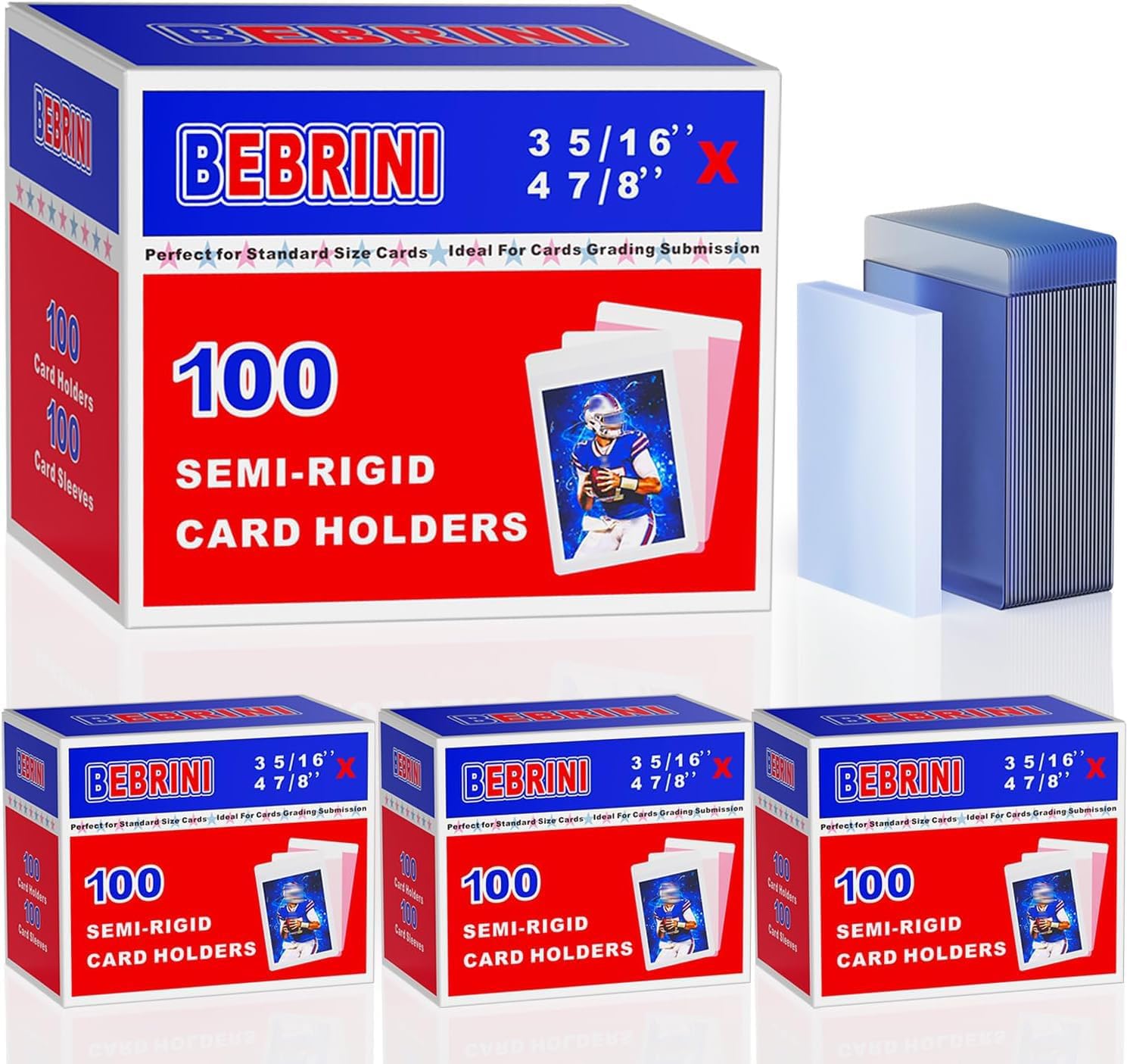 400ct Semi Rigid Card Holders & 400ct Soft Sleeves for PSA, SGC, BGS, CSG Graded Cards Submissions, PSA Submission Card Sleeves for Sports, PKM, Baseball, Trading Cards