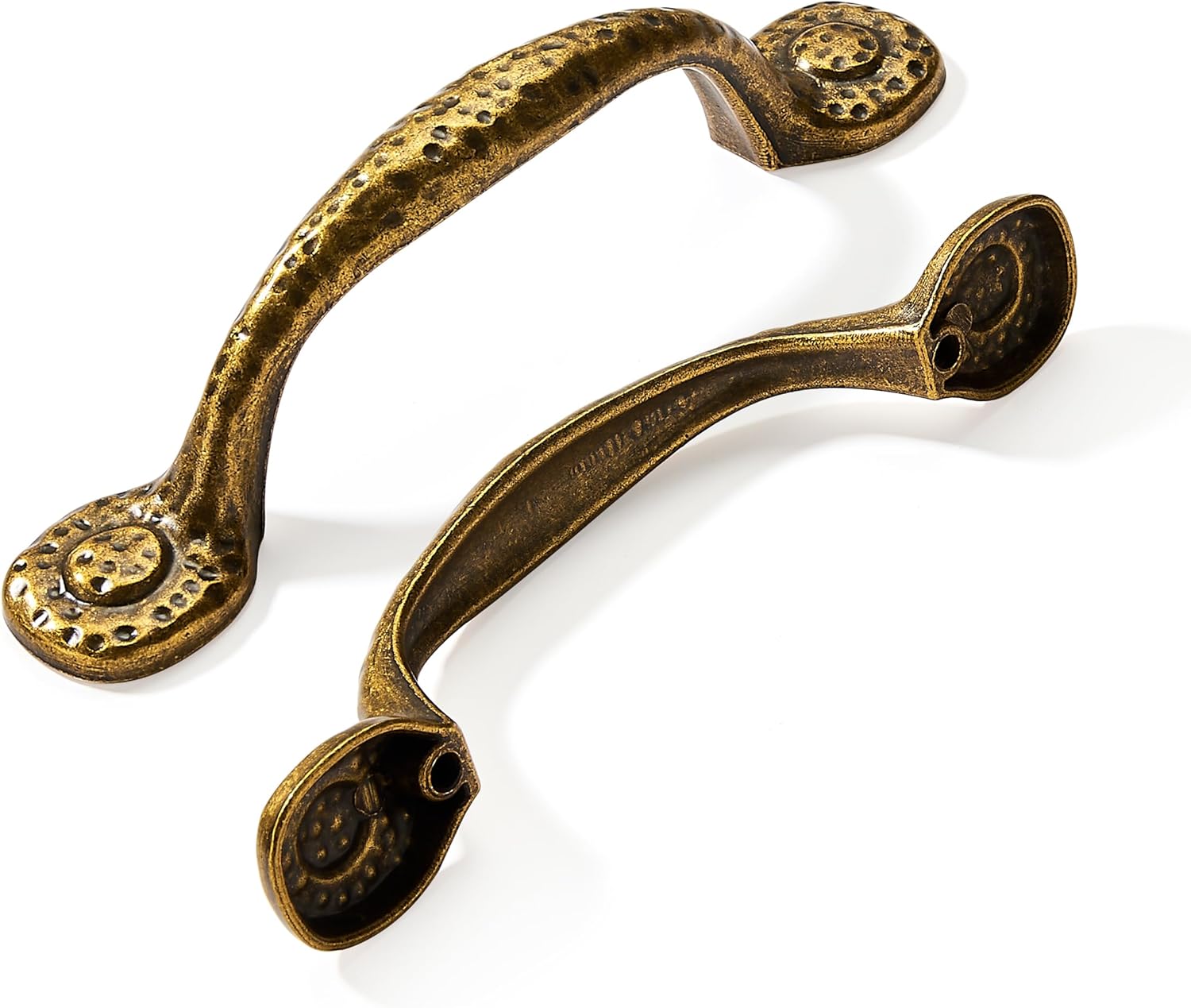 CABDM 10 Pack Rustic Pulls,Antique Brass Pulls Hammered