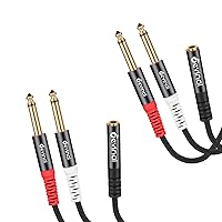 Vista 10 de Devinal Cable divisor de 0.138 in a doble 1/4 Y, adaptador TRS hembra de 1/8 pulgadas a macho TS dual de 0.250 in, mini jack hembra estéreo a