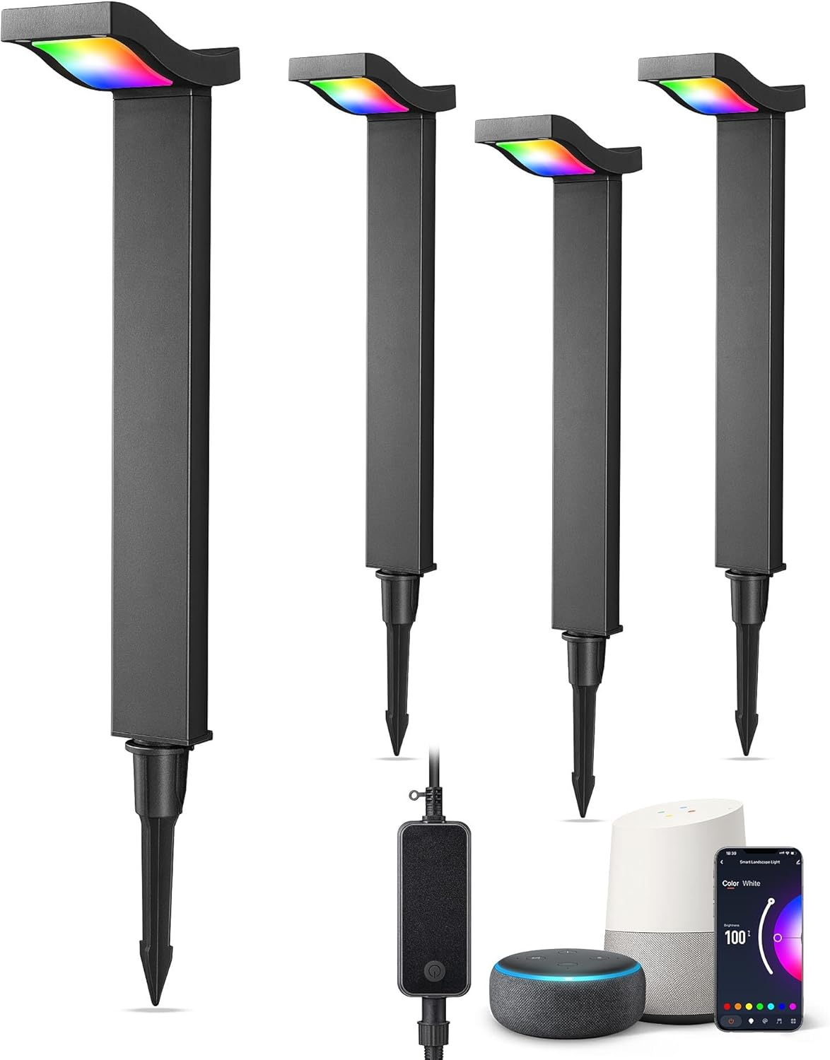 EDISHINE Smart Landscape Path Lights, RGBW 350LM LED Pathway Lights, APP Control, Compatible with Alexa & Google, Music Sync, Waterproof Aluminum Outdoor Landscape Lighting for Yard, 48FT EDISHINE Smart Landscape Path Lights, RGBW 350LM LED Pathway Lights, APP Control, Compatible with Alexa & Google, Music Sync, Waterproof Aluminum Outdoor Landscape Lighting for Yard, 48FT