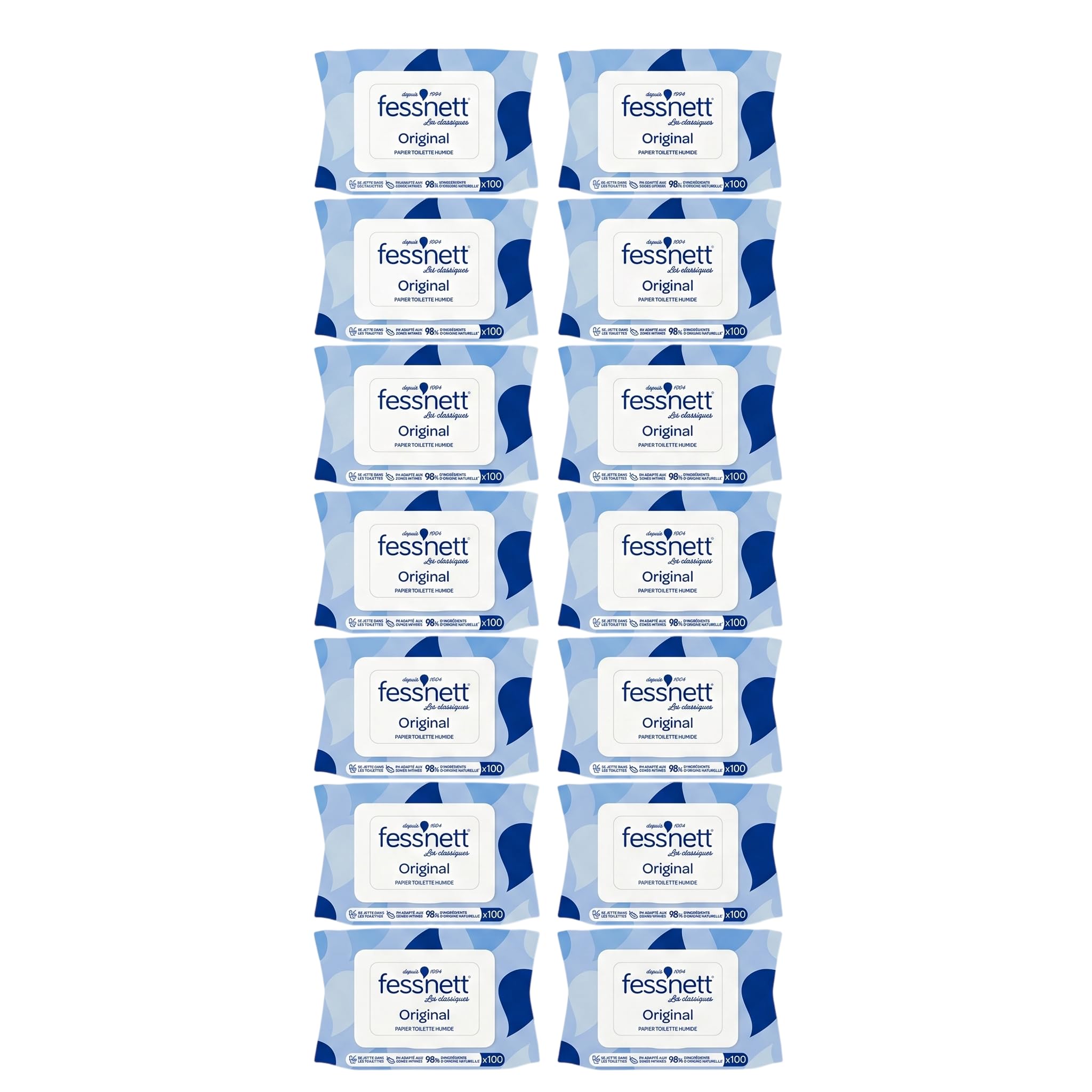 Fess'Nett - Papier Toilette Humide - Jetable WC - 16x100 Feuilles