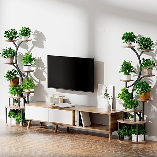 Miniatura 7 de Soporte alto para plantas de 9 niveles para interiores con luces de crecimiento, estante de metal de 63 pulgadas para múltiples plantas, estante de