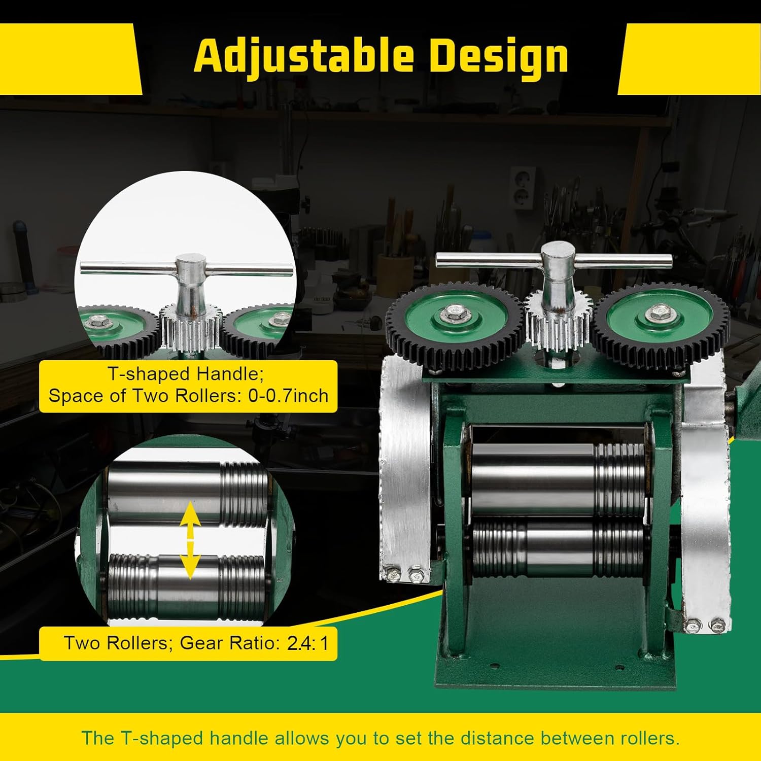 Manual Rolling Mill Machine - 3" Roller Manual Combination Rolling Mill Flatten Machine - Jewelry DIY Tool & Equipments Gear Ratio 1:6 for DIY Jewelers Craft professional (Roll presser: 85mm)