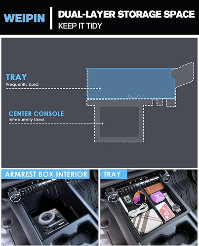 Miniatura 4 de WEIPIN Bandeja organizadora de consola central deslizante suave compatible con Chevy Silverado EV 2024-2026 (WTRSTLT) Caja de almacenamiento