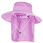 Sun Hats for Men Women Fishing Hat UPF 50+ Breathable Wide Brim Bucket Hats Summer UV Protection Safari Hat with Neck Flap Purple
