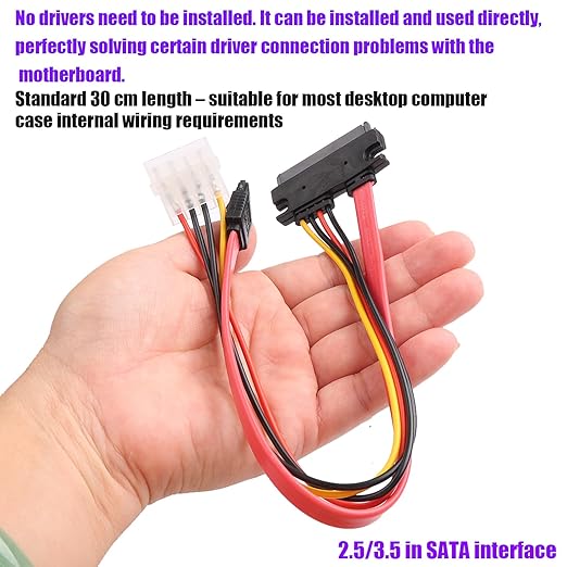 Cable Combinado SATA Datos y Power 22 pines a Molex 4Pin 30cm miniatura 6