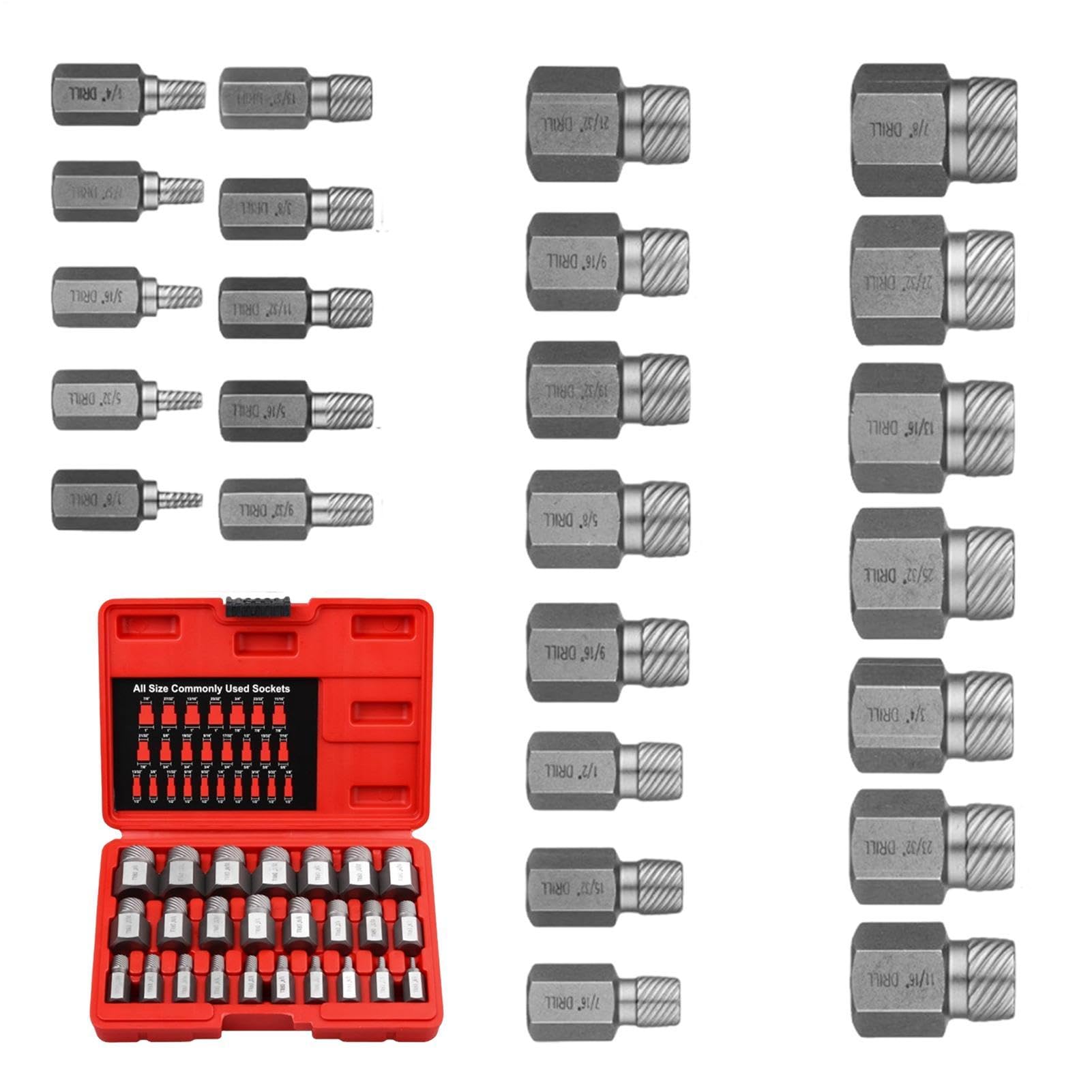 Set di tappi per estrazione viti - Strumenti di riparazione filettature a testa esagonale, kit di rimozione da 25 pezzi per danneggiati, strappati, bulloni, tasselli, , per auto