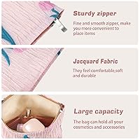 Vista 5 de Bolsa de maquillaje de flores para mujer, bonita bolsa de maquillaje para bolso, bolsa de cosméticos con cremallera, bolsa de cosméticos de lona