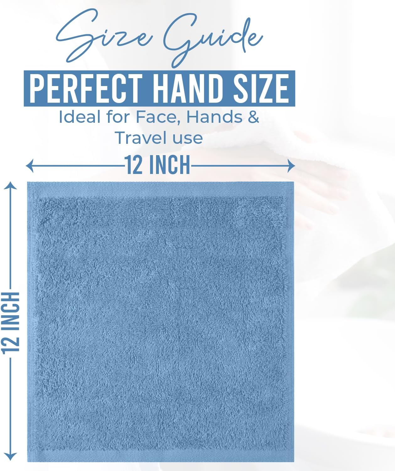 DAN RIVER 12 Pack Wash Cloths for Showering [12x12] - 100% Cotton Washcloths Premium Quality Flannel Face Cloths for Bathroom, Highly Absorbent and Soft Feel Wash Clothes, M Blue - Image 2