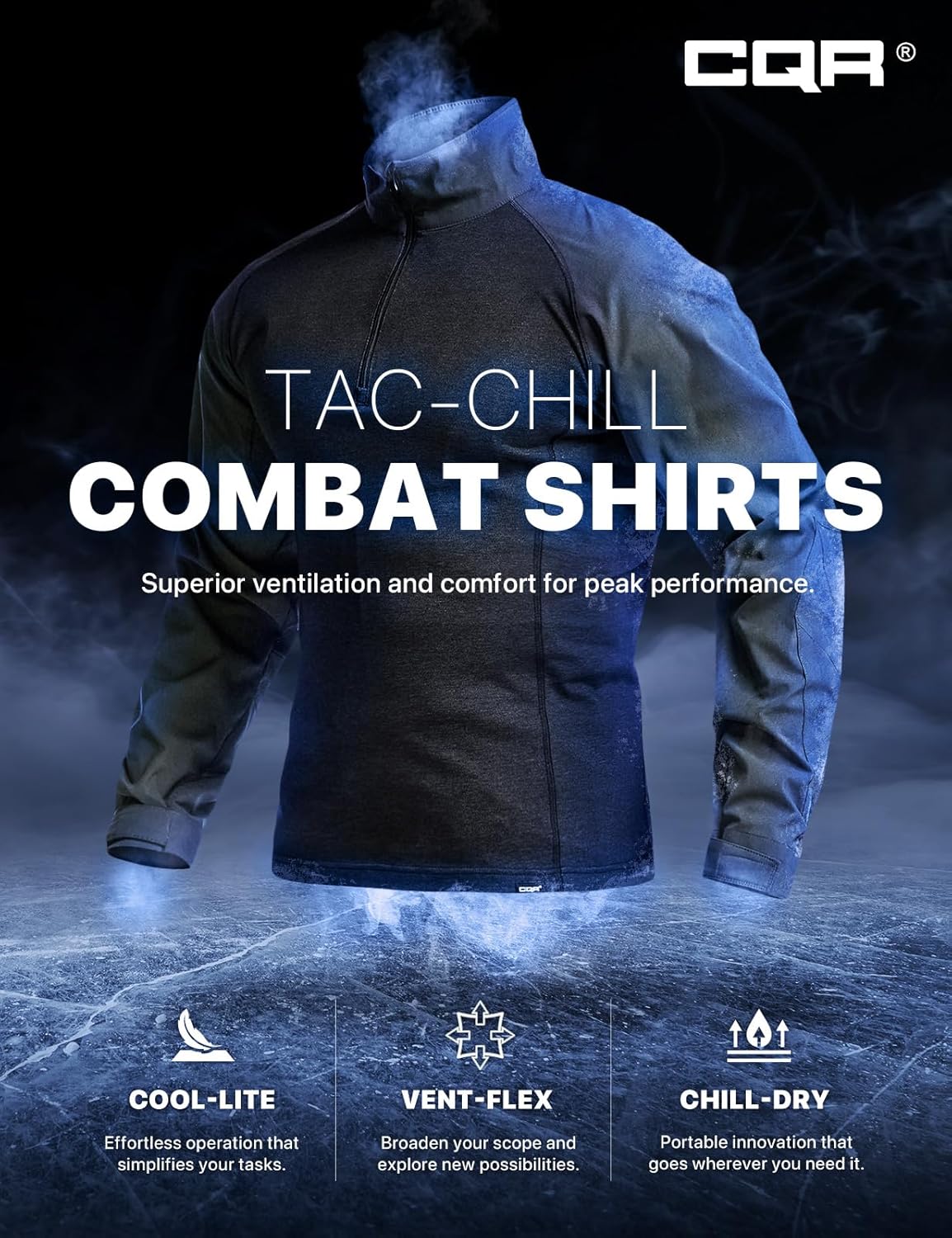 CQR Men's Combat Shirt Tactical 1/4 Zip Long Sleeve Military BDU Shirts Camo EDC Top with Pockets - Image 4