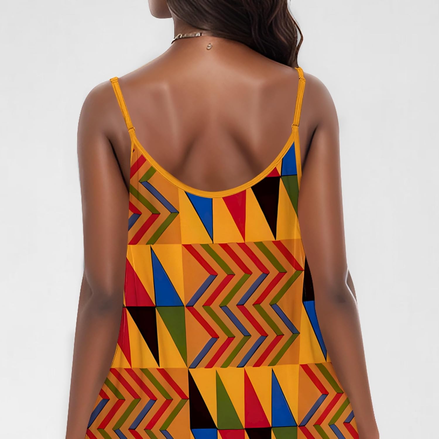 Women's Plus Size Summer Dresses Spaghetti Print Midi Dresses Long Loose Sundresses - Image 8