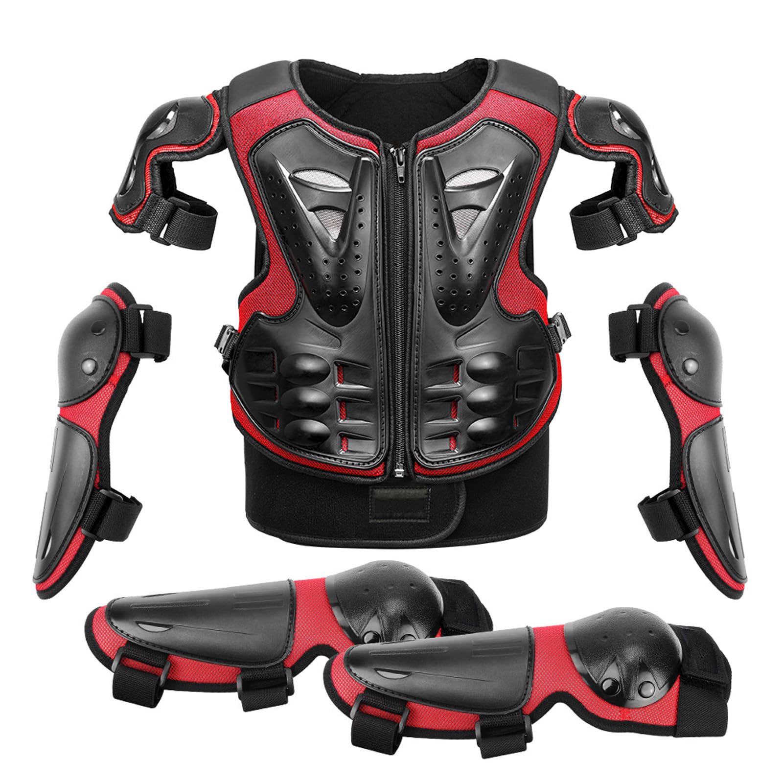 Bambino Giacca Protezione Motocross Pettorale Ginocchiere Gomitiere Attrezzatura Traspirante Regolabile per Dirt Bike ATV BMX MTB Ragazzo Ragazza 6-8 Anni Regalo Avventura