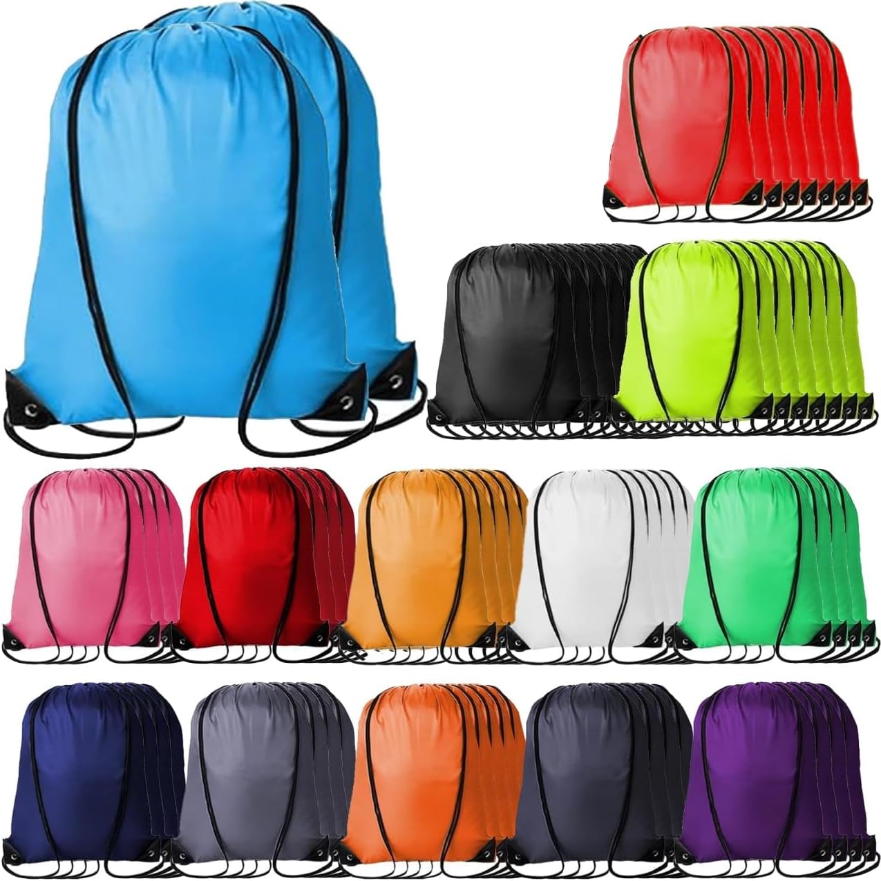 140 Pcs Drawstring Backpack Bulk Polyester Drawstring Bags Cinch Sack Bags for Sports, Gym, Travel, Party Favors, Gift Packaging and Storage (14 Colors)