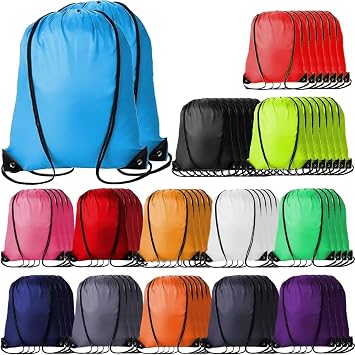140 Pcs Drawstring Backpack Bulk Polyester Drawstring Bags Cinch Sack Bags for Sports, Gym, Travel, Party Favors, Gift Packaging and Storage 14 Colors