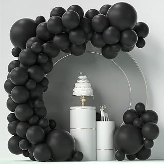 MAOYUTOU Globo negro,111 unidades,guirnalda de globos,juego de globos de 18 12 10 5 pulgadas,guirnalda de globos de aire, color negro,para decoración de cumpleaños, bodas,decoración de baby shower