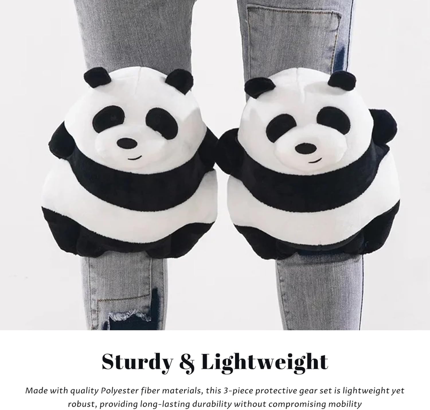 Snowboard Butt Pad 3PCS/Set Cute 3D Panda Snowboard Knee Pads and Butt Pad Soft Padded Ski Protective Gear for Adult Kids Scooters Snowboarding Roller Skating