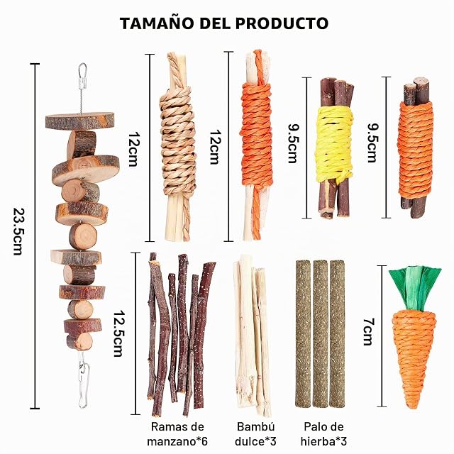 Foto 2 de 7 de WIYETY Juguetes para Masticar Conejos: 18 Piezas Juguetes de Conejo, Juguetes Molares