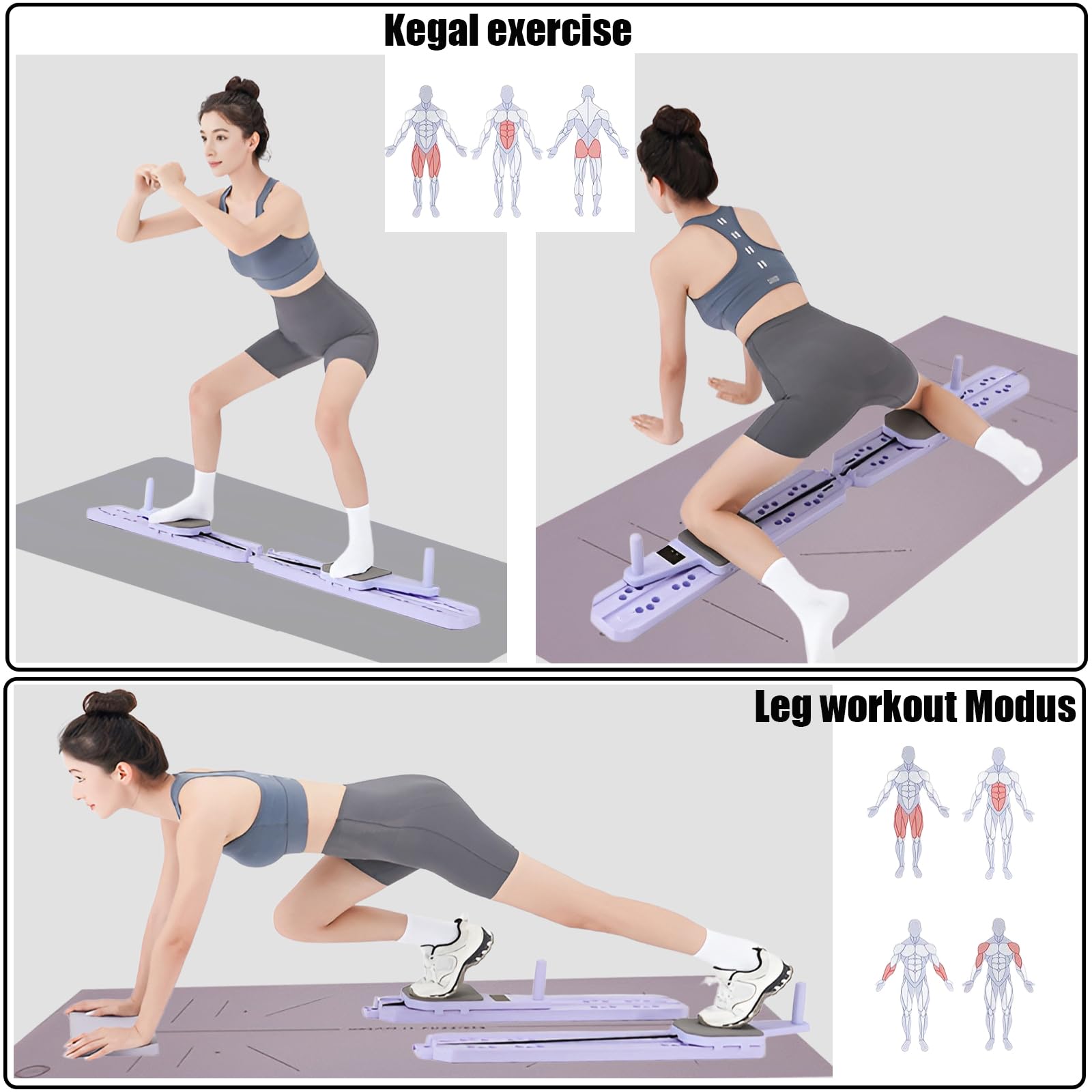 Pilates Reformer Board Machine, Multifunktional Fitness Brett Set Mit Push-Up Griff & Automatische Rebound Ab Roller, Zuhause Gym Workout Geräte Für Ganzkörper Exercise