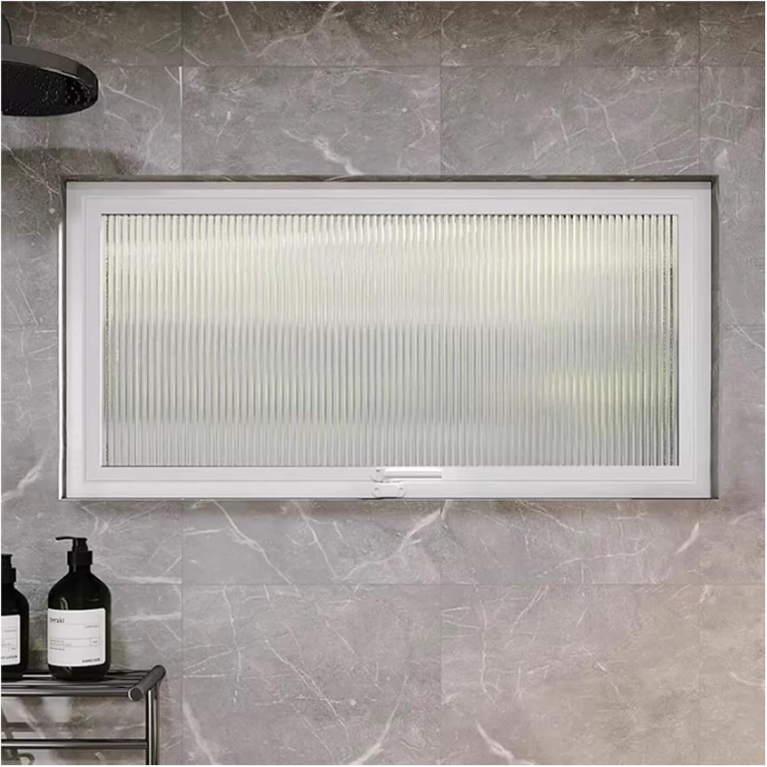 Rotating Kitchen & Bathroom Shed Windows with Metal Handles, Aluminum Frame, Tempered Glass for Privacy & Ventilation, Black, 60x40 cm (23.62x15.74 in),Black,60x40 cm/23.62x15.74 in