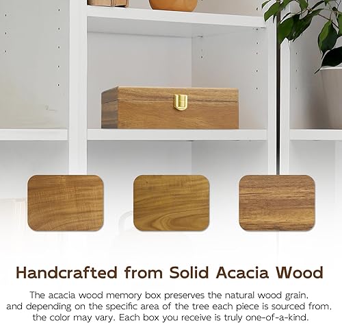 Miniatura 4 de Caja decorativa de madera de acacia con tapa, pequeña caja de joyería, caja de recuerdos, cajas de recuerdo con tapas, caja de regalo de madera