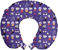 Vista 365 de Lunarable Teal Travel Pillow Neck Rest, Aquatic Fauna Theme Hand Drawn Style Various Starfish in Blue Shades, Memory Foam Traveling Accessory for