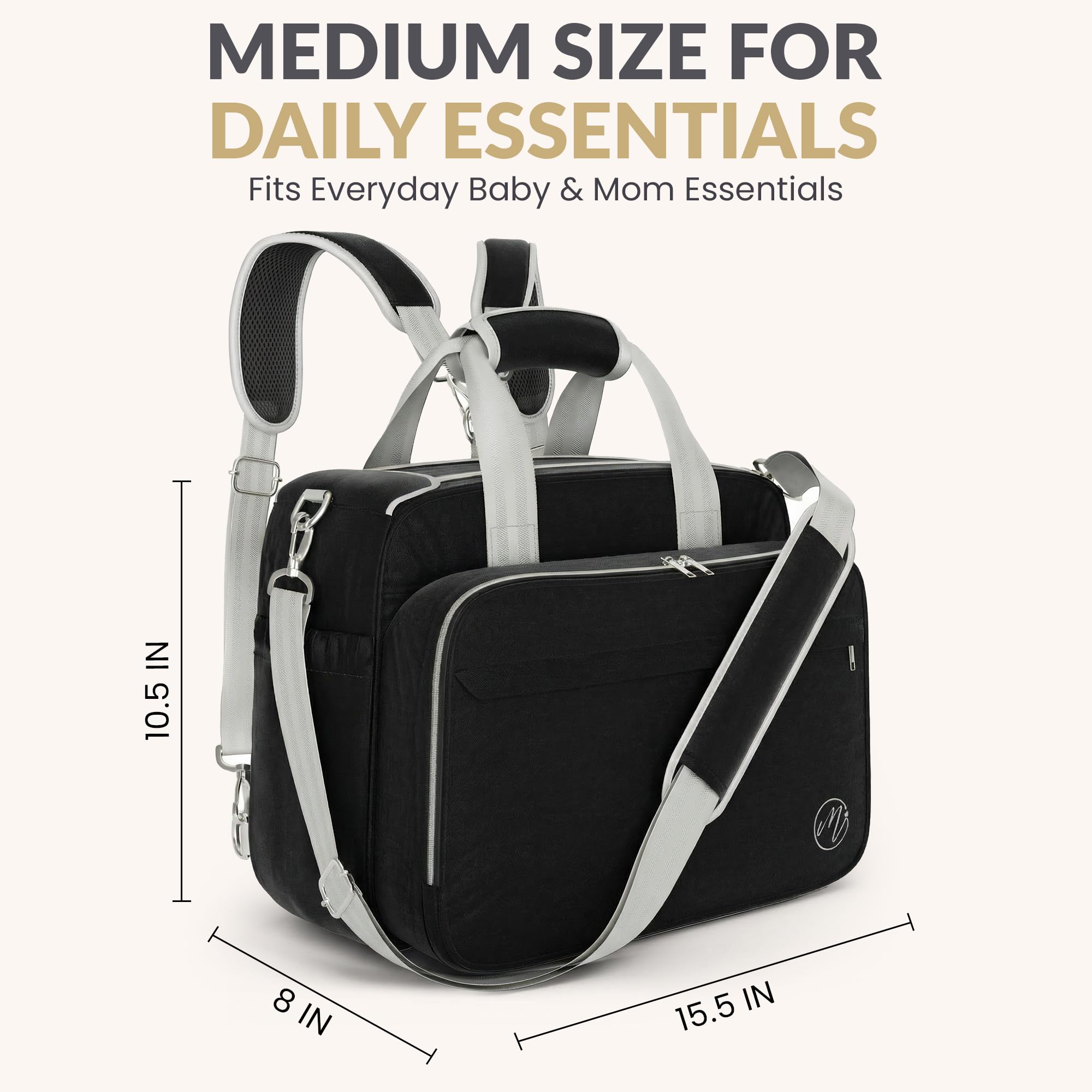 Mellories Umwandelbare Baby-Wickeltasche für Jungen und Mädchen, 4 Stile in 1 Rucksack, Wickeltasche
