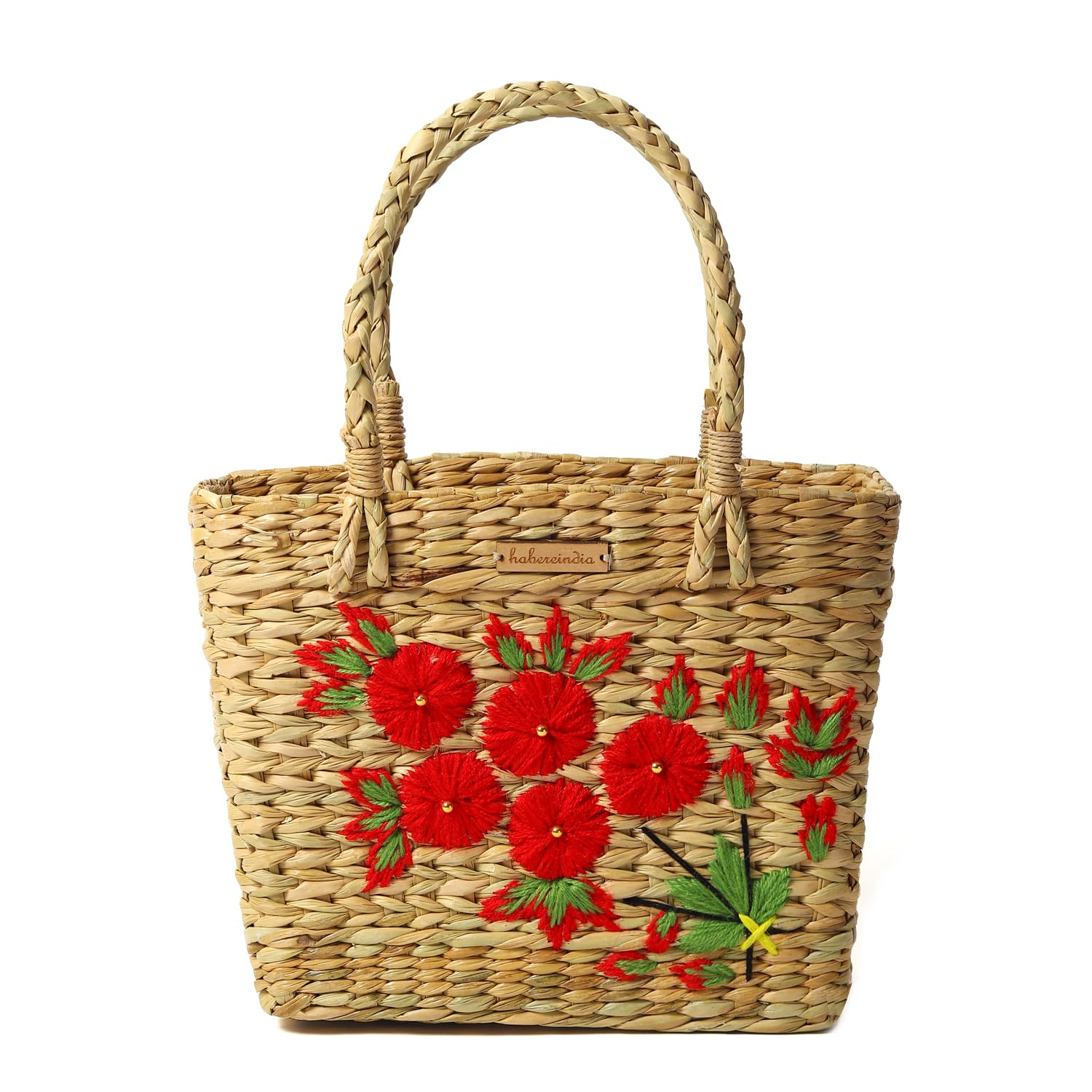 Habere India-All the Cultures Fabricating India Wicker Baskets | Lunch Basket | Embroidered Tote Basket | Picnic Baskets | Cane Basket for Gifting (Rectangular, Design 01) (B0C7QCRWLD) Amazon Price History, Amazon Price Tracker