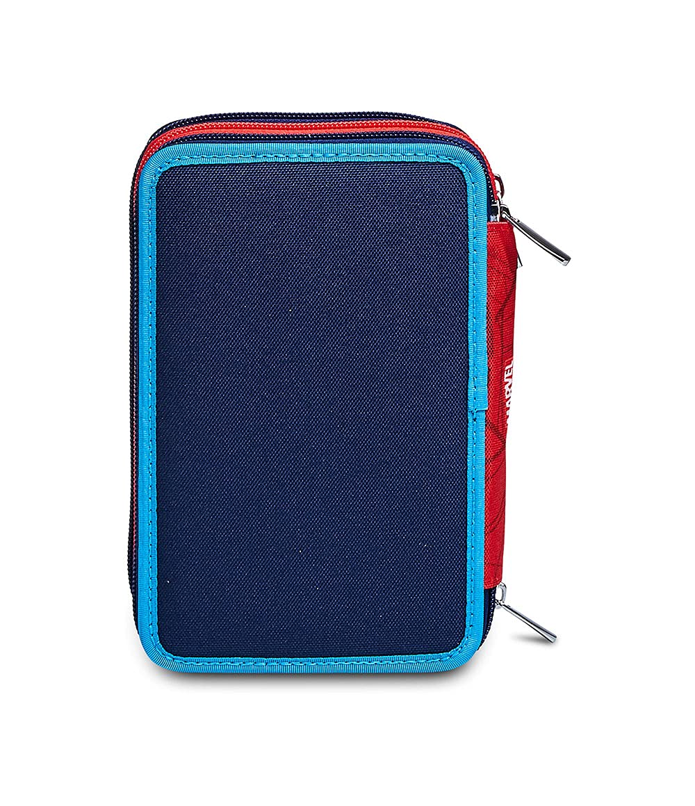 Seven Federmäppchen, Mäppchen, Mehrfarbig, nachhaltiges Gewebe, Federtasche für Schreibwaren, mit Stiften, Kugelschreiber & mehr, 3 Fächer, Mädchen & Jungen, Schule&Grundschule, XXL Spiderman Marvel
