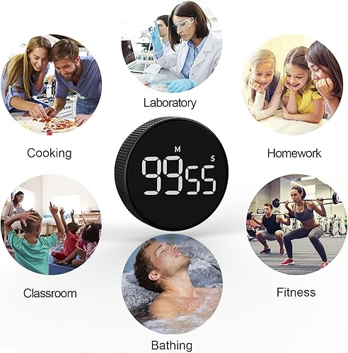 Miniatura 6 de Temporizadores, temporizador de cocina para niños, temporizador de huevos magnético digital de cuenta regresiva para cocinar, silencioso para niños