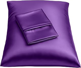 BLISSFORD Purple Satin Pillowcase with Zipper, for Hair and Skin Care, F...